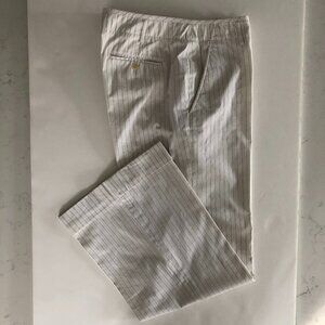 Calvin Klein Vtg Mid Rise Wide Leg Cuffed Pin Stripe Pants White + Black Size 8